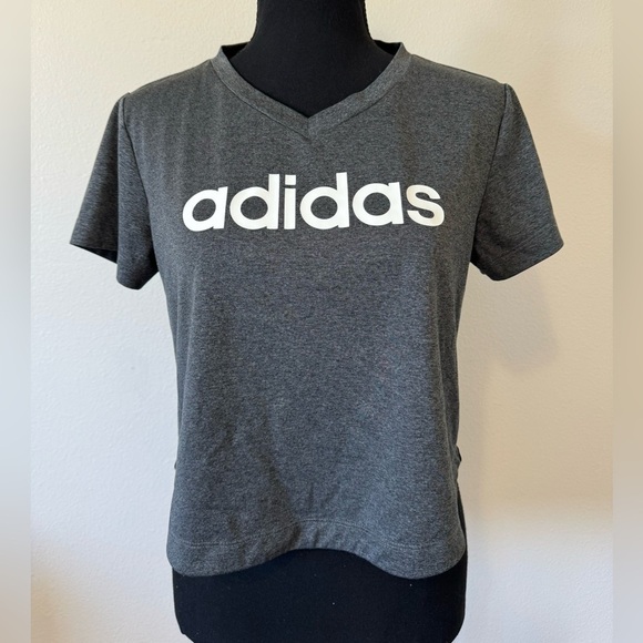 Adidas Climalite Cropped‎ V-Neck T-Shirt Women’s Size Small - Picture 1 of 8